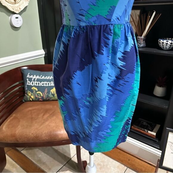 Shoshanna Blue Watercolor Strapless Dress Size 2 - Picture 3 of 12